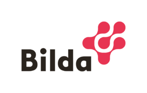 Bilda - Create an Enticing Logo Display Website.Bilda logotyp med röd och svart design